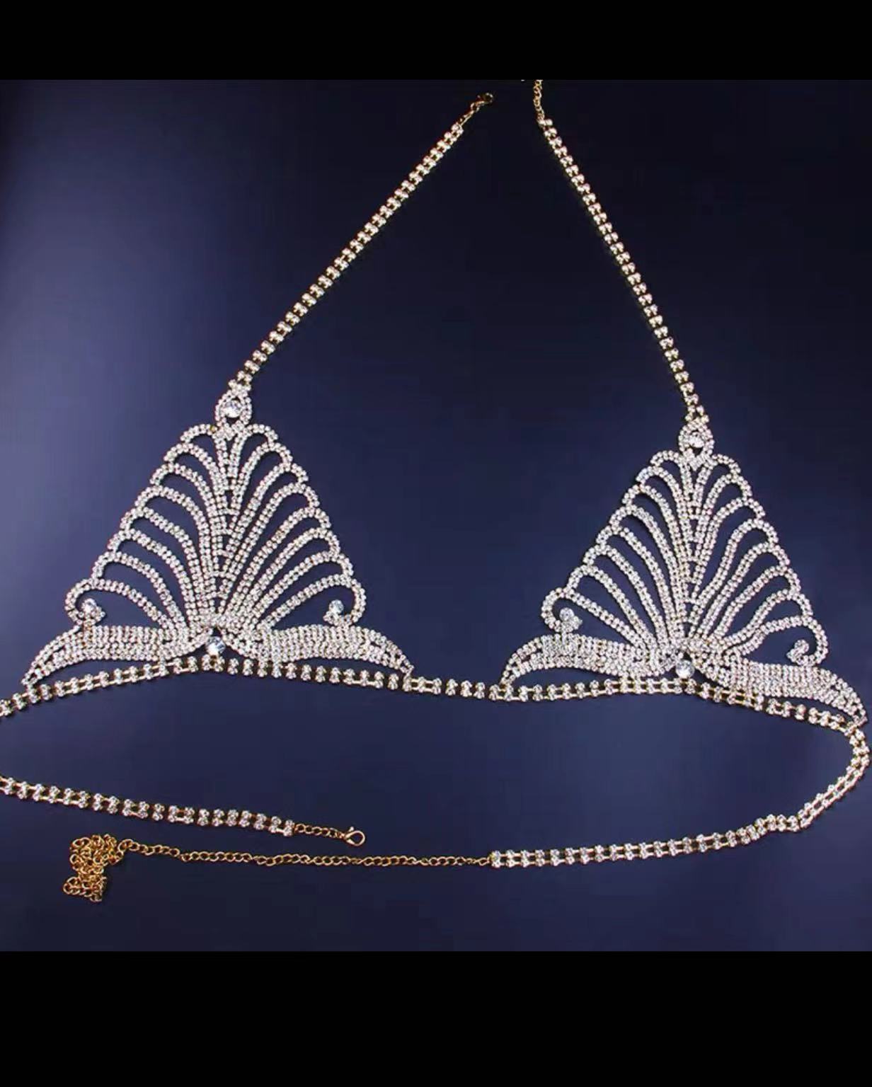 Rhinestone Full Body Design Bikini Sets  FancyCollect Diamond One Size(50-70kg) (110-155lb) Bra