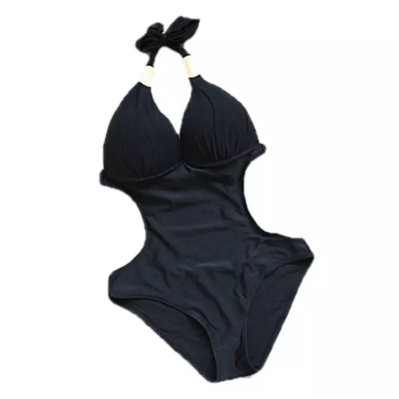 Curvy Backless Swimsuit  FancyCollect Black S(45-55kg)(100-120lb) 