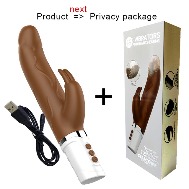 New Skin Realistic Dildo Rabbit Vibrator for Women  FancyCollect Brown  