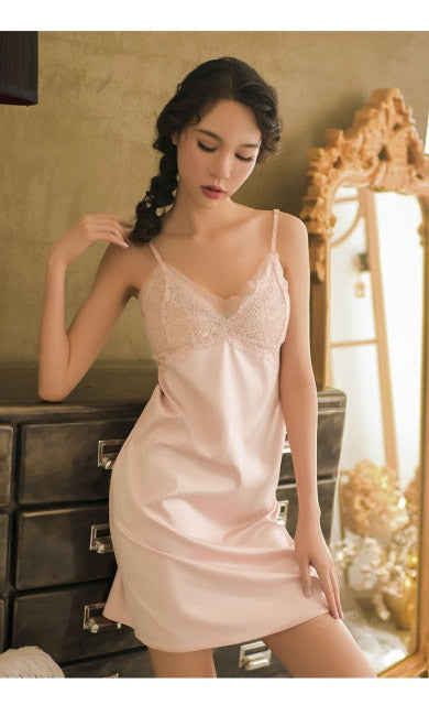Vintage Backless V-neck Sleeveless Nightwear  1stFancyCollect Pink L 
