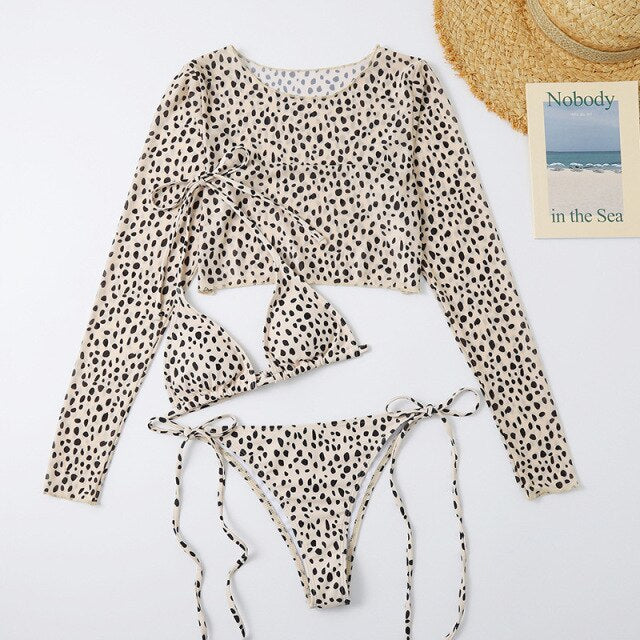 Leopard Print Bathing Suit  FancyCollect Yellow L (65-70kg) (140-155lb) 