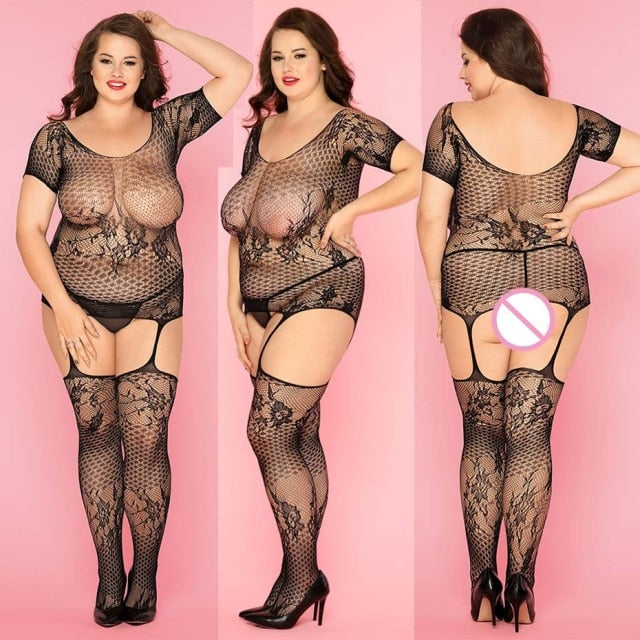 Flower Willowy With Stockings Bodysuit  FancyCollect XL (70-80kg) (155-175lb)  